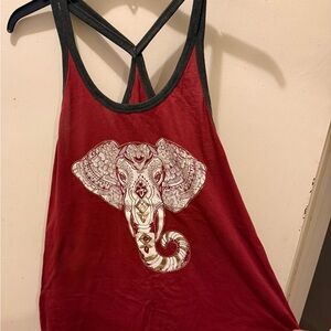 Fifth Sun Red Elephant Graphic Tank Top